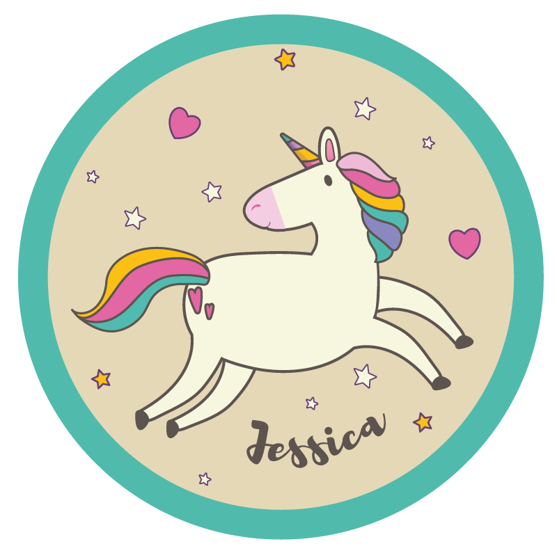 Tapete vinílico com nome unicórnio personalizado - TenStickers