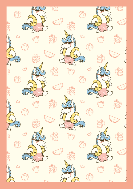 Tapete vinílico infantis estampado de unicórnio - TenStickers