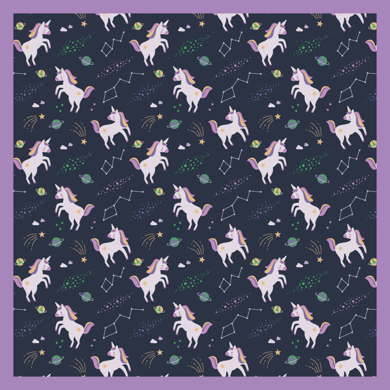 Tapete vinílico infantis fantasia de unicórnio - TenStickers