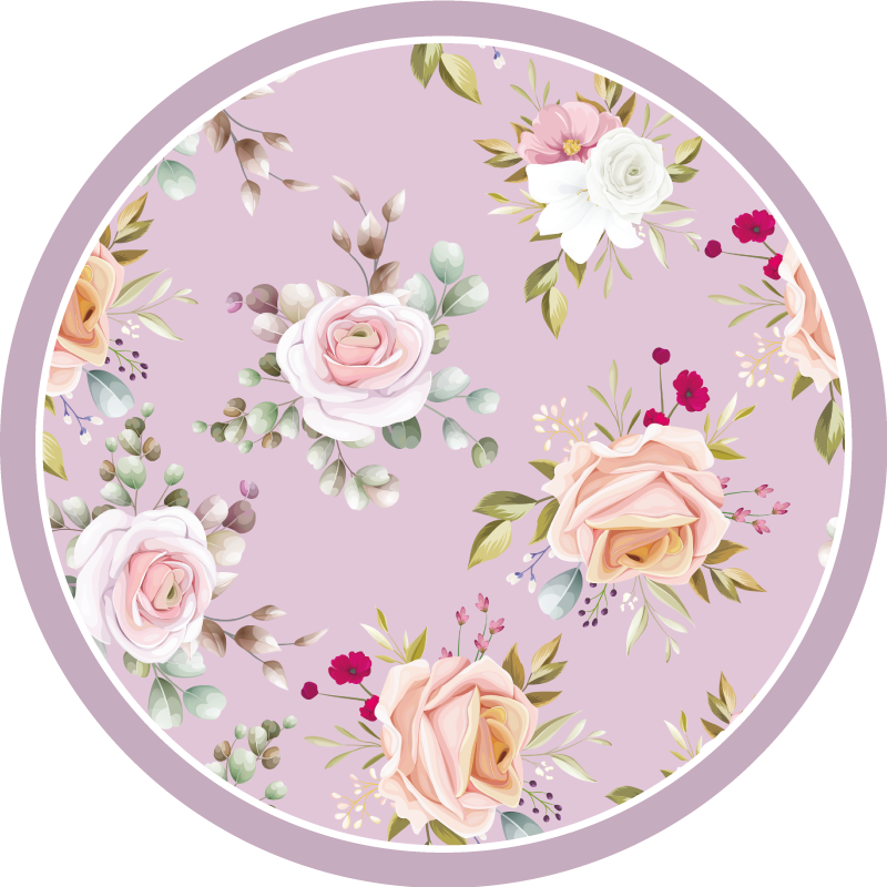 Tapete de quarto com padrão floral rosa - TenStickers