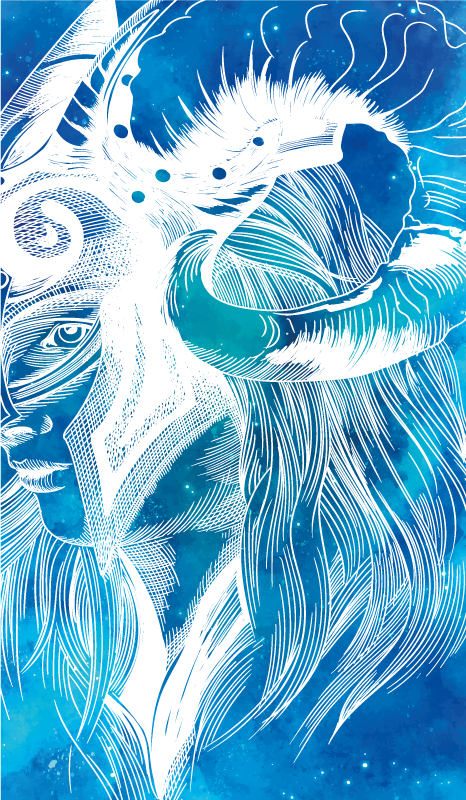 Tapete vinílico de animais ilustração mítica de caprino - TenStickers