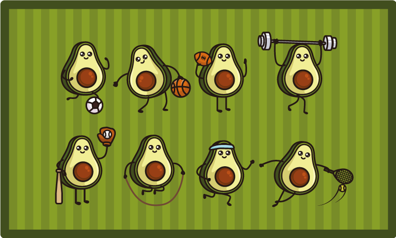 Tapete em vinil infantil personagens de abacate - TenStickers