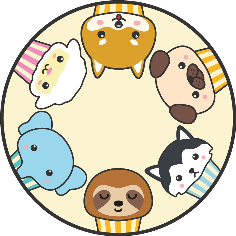 Anime animais círculo animal tapete - TenStickers