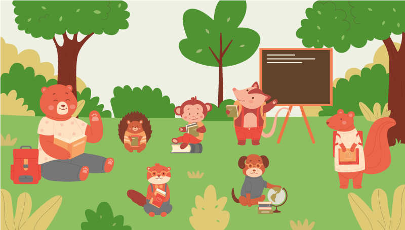 Tapete de vinil Animais indo para a escola - TenStickers