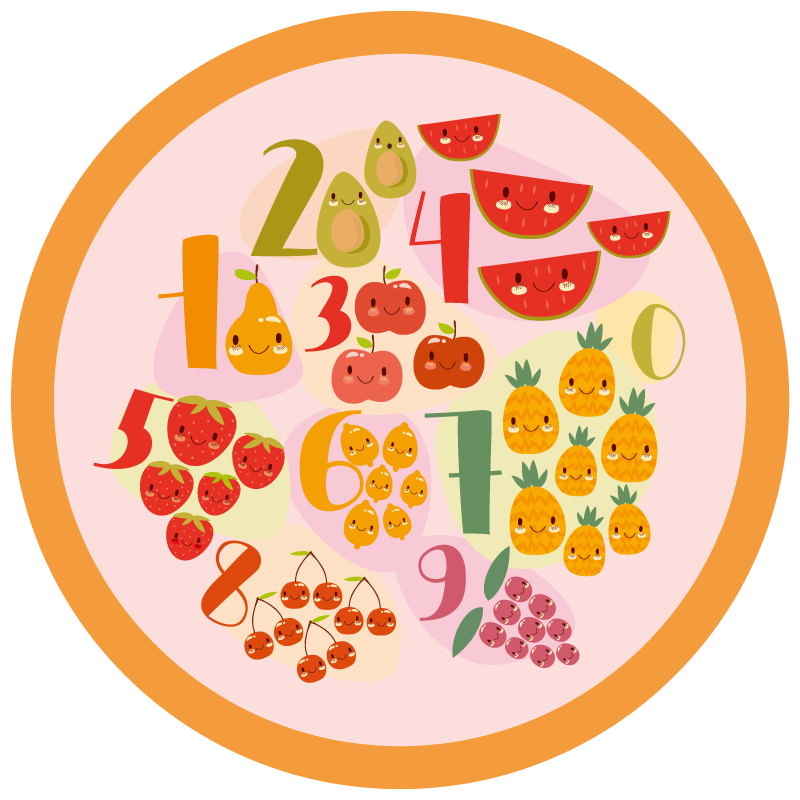 Tapete vinílico de jogos círculo de contagem frutado - TenStickers