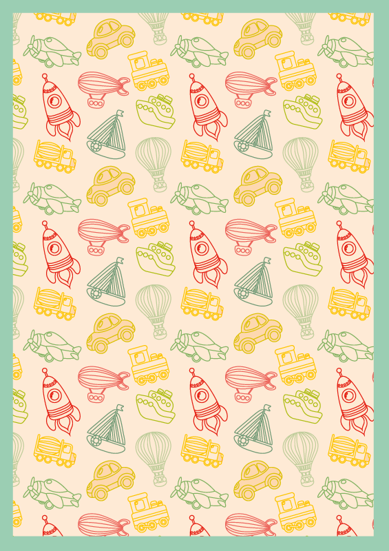 Tapete vinílico infantis padrão de transporte lúdico - TenStickers