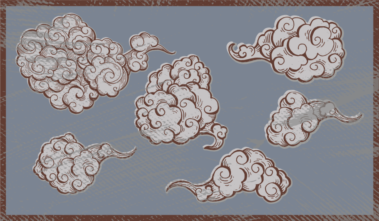 Tapete vinílico quarto motivos de nuvens ornamentados - TenStickers