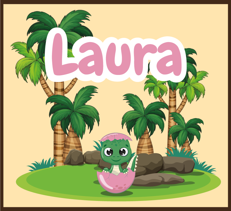 Tapete vinílico com nome cena de dinossauro personalizada - TenStickers
