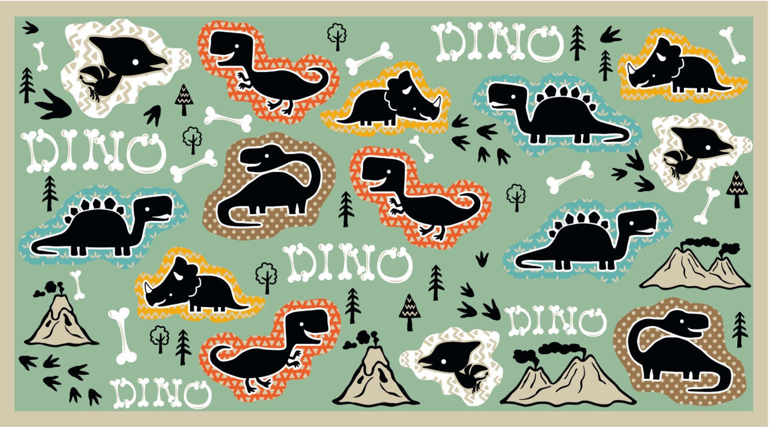 Tapete em vinil infantil playground de dinossauros - TenStickers
