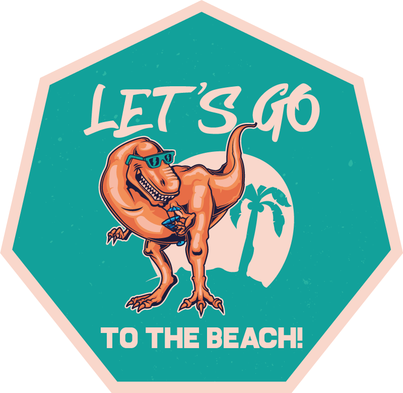 Ilustração de dinossauro vamos para a praia - TenStickers