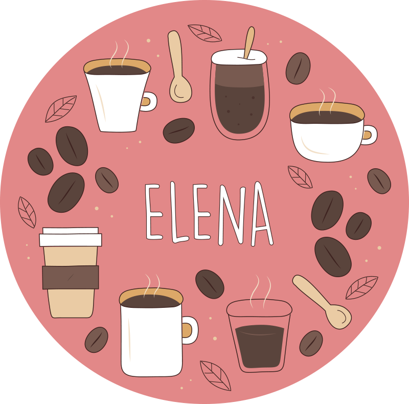 Tapete vinílico com nome cafeína personalizada - TenStickers