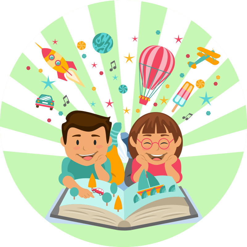 Tapete vinílico infantis leitura imaginativa - TenStickers