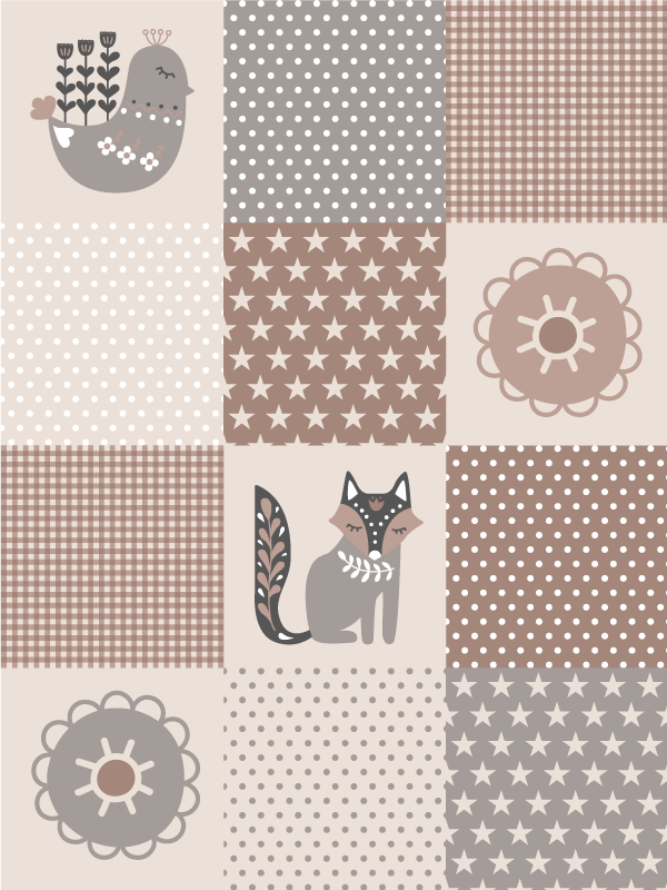 Tapete em vinil infantil hora de brincar de retalhos - TenStickers