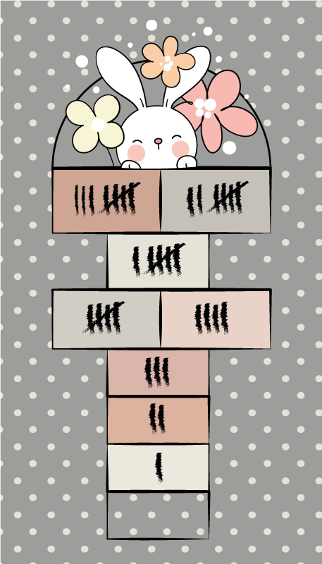 Tapete de jogo amarelinha de coelho nórdico - TenStickers