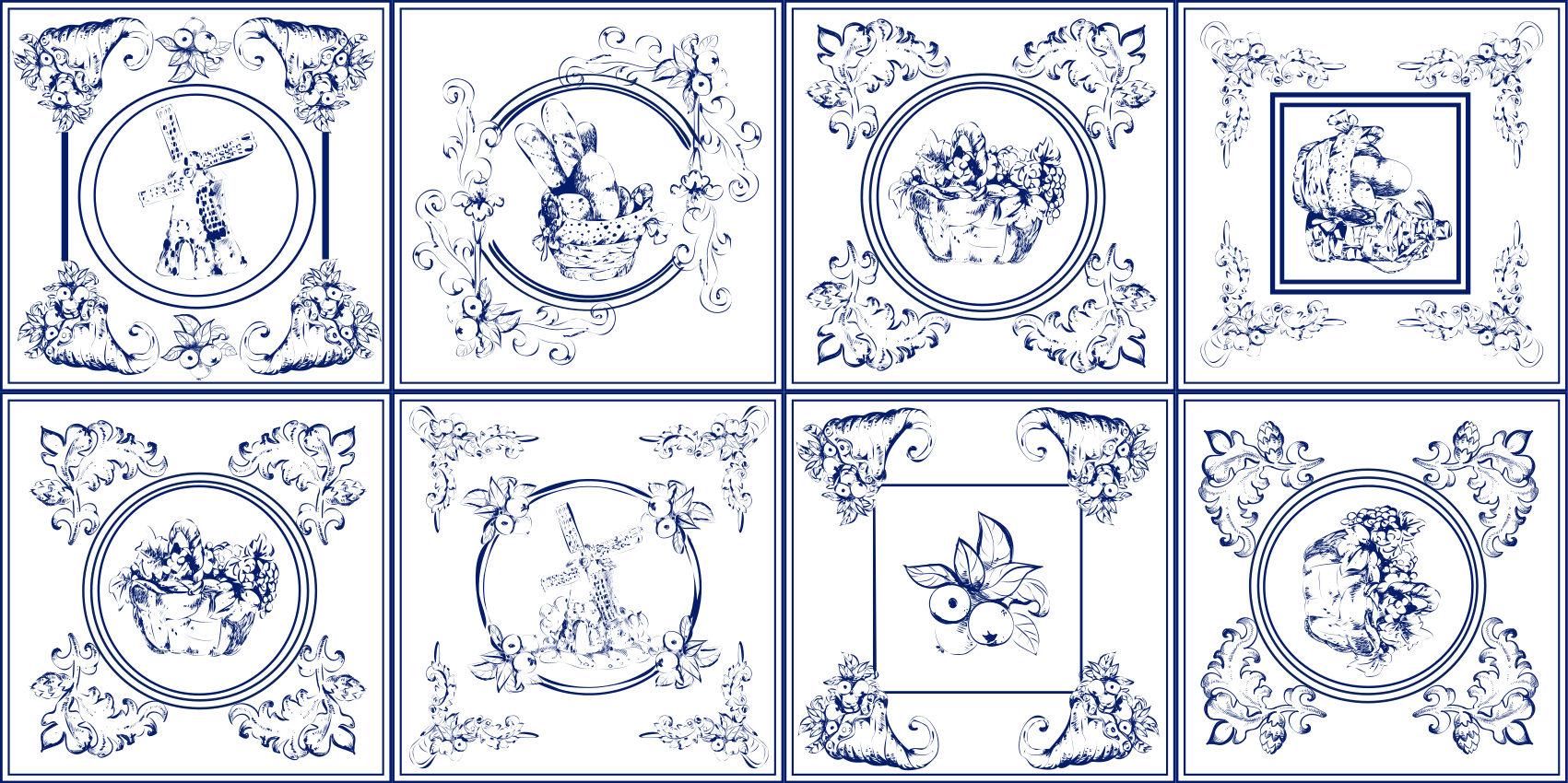 Tapete de azulejos azuis vintage - TenStickers