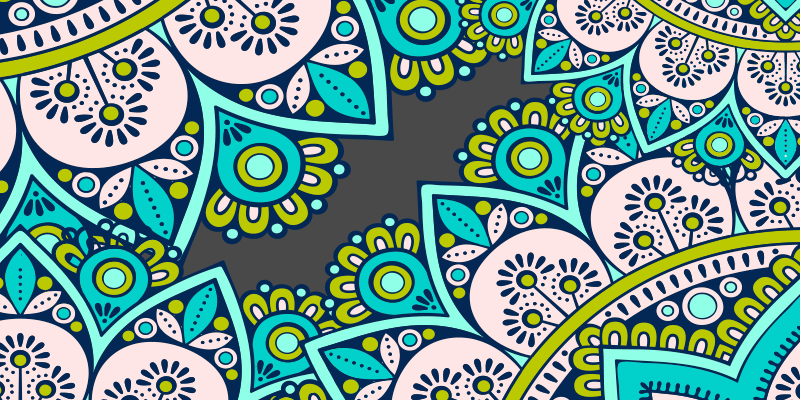 Tapete vinílico de mandala motivo botânico vibrante - TenStickers