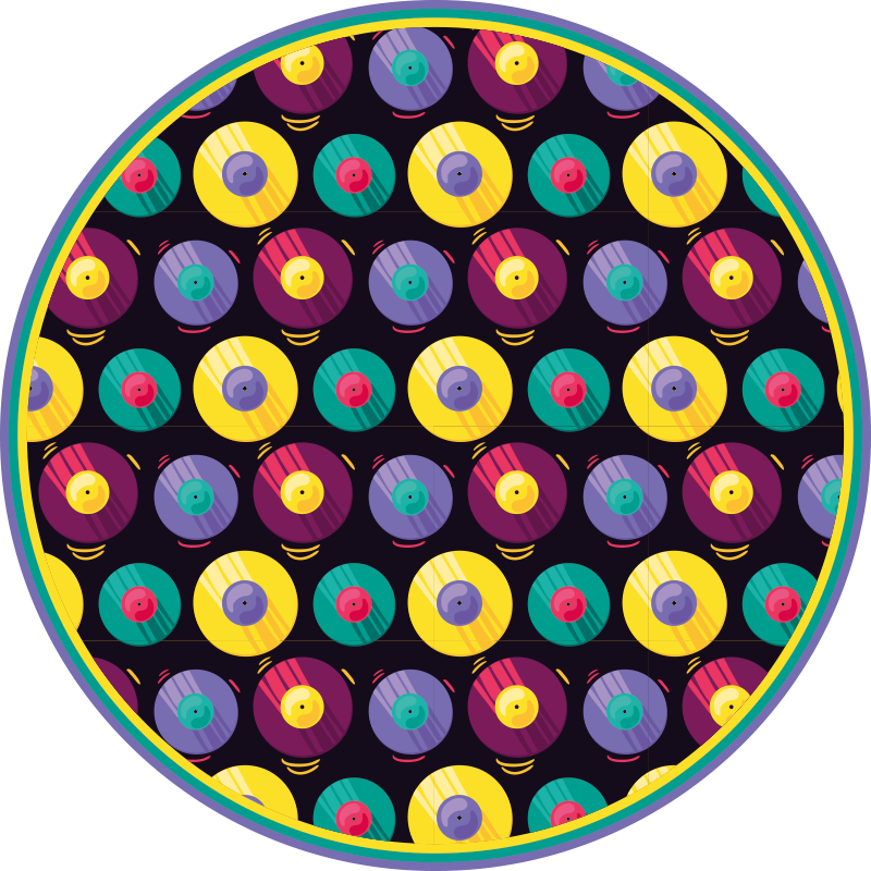 Padrão de tapete vintage de disco de vinil - TenStickers