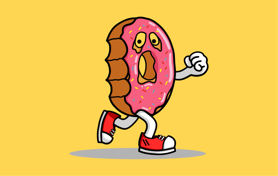 Tapete em vinil infantil personagem de donut animado - TenStickers