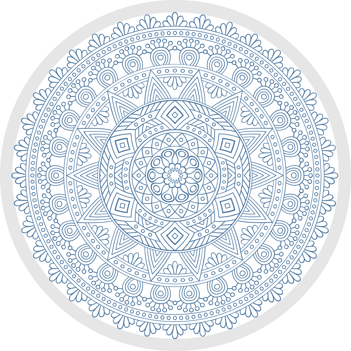 Tapete mandala vinil azul escuro e branco - TenStickers