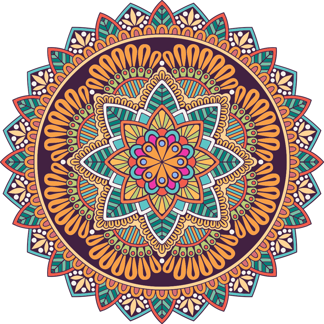 Tapete de vinil de mandala flor mandala colorida - TenStickers