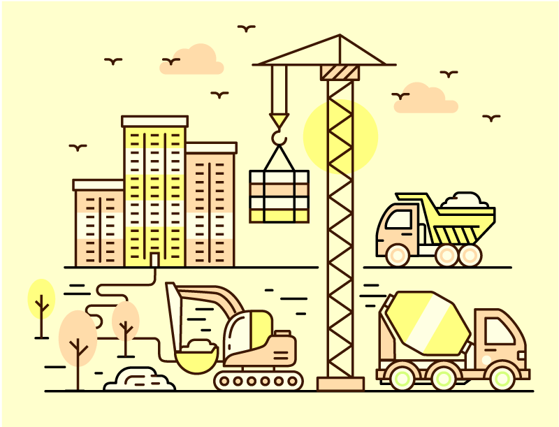 Tapete em vinil infantil construção urbana - TenStickers