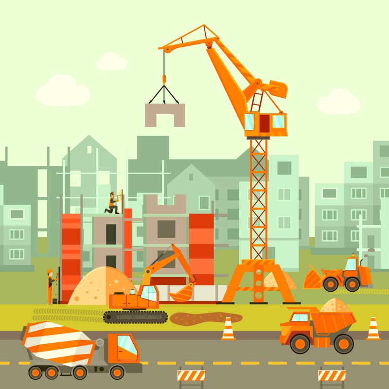 Construção de caminhões tapete de vinil infantil - TenStickers