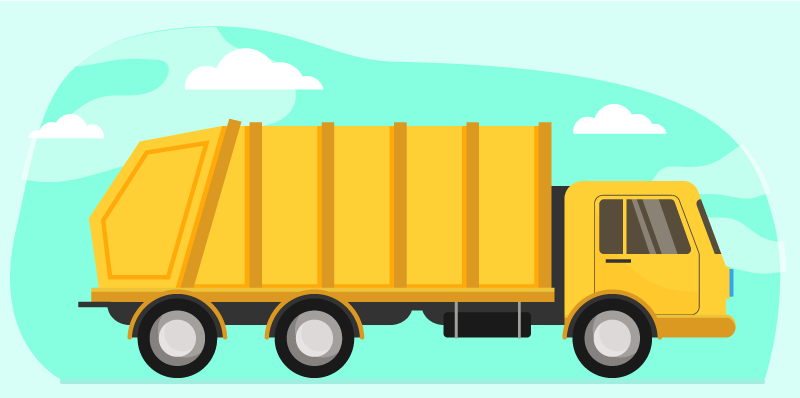 Caminhão de lixo amarelo tapete infantil de vinil - TenStickers