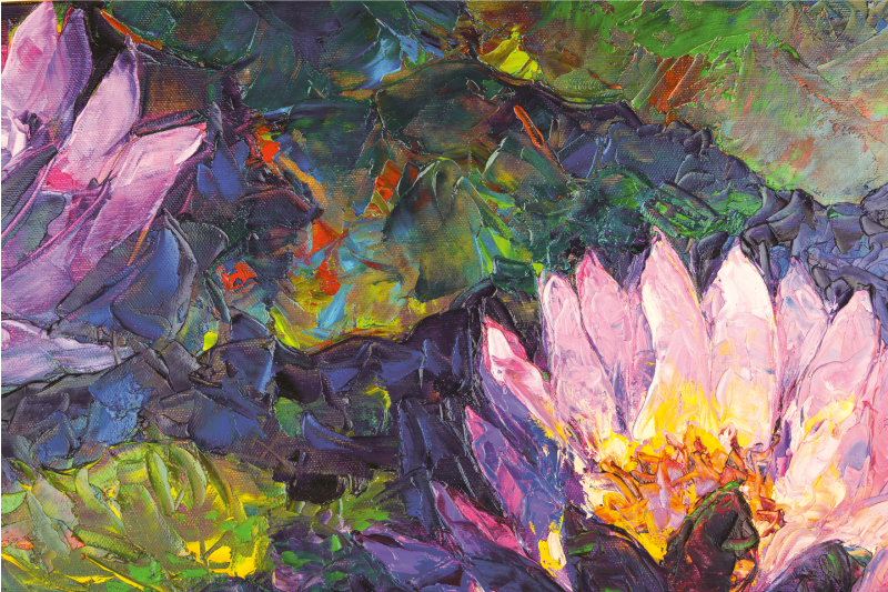 Tapete de vinil floral com cenas retangulares de lótus - TenStickers