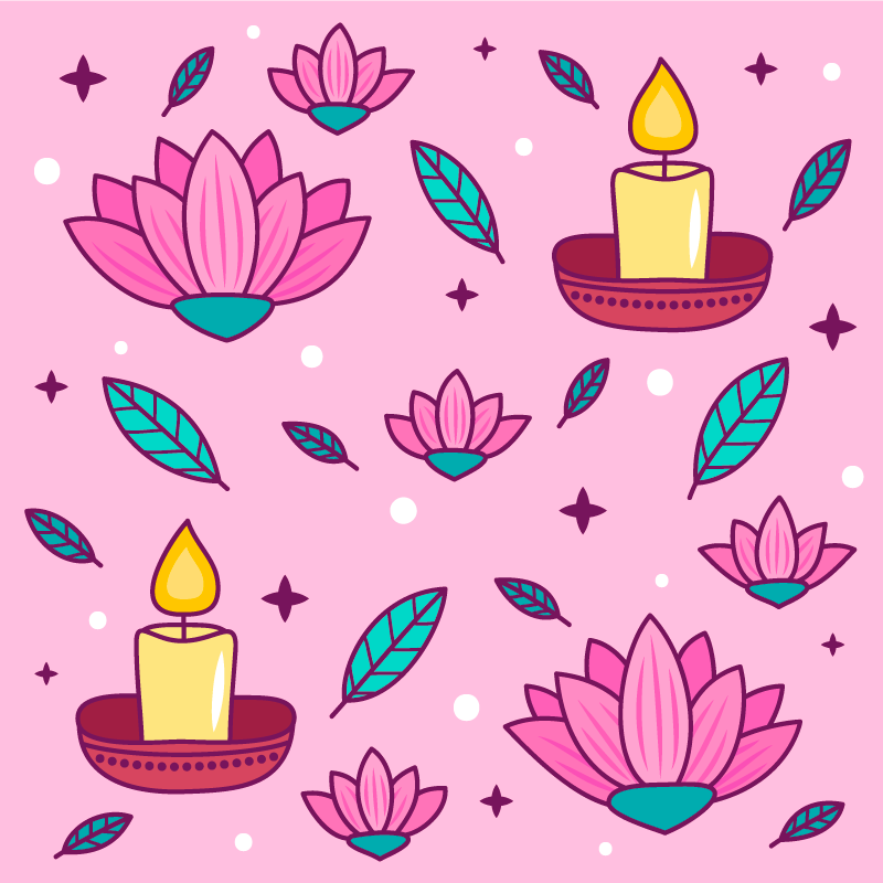 Tapete vinílico flores e plantas ambiente de flor de lótus - TenStickers