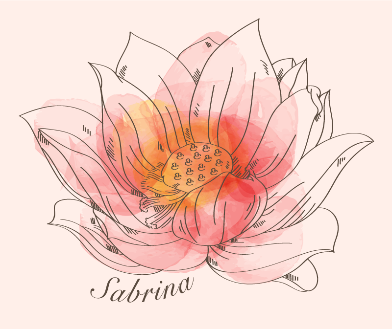 Tapete floral com nome de lótus com nome próprio - TenStickers