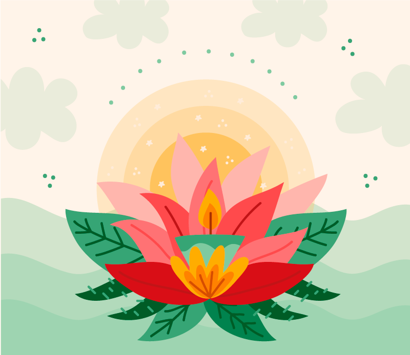 Tapete vinílico flores e plantas ilustração de flor de lótus - TenStickers