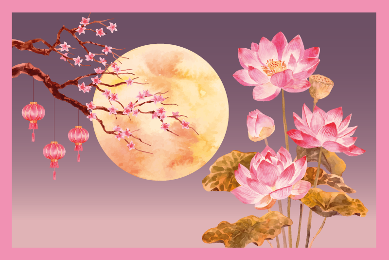 Tapete vinílico flores e plantas luar floral - TenStickers