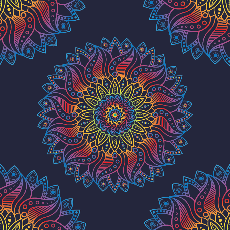Tapete vinílico de mandala com estampa colorida vibrante - TenStickers
