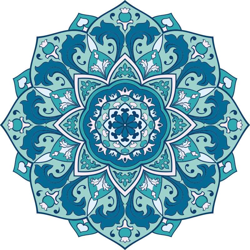 Tapete vinílico de mandala padrão elegante azul - TenStickers