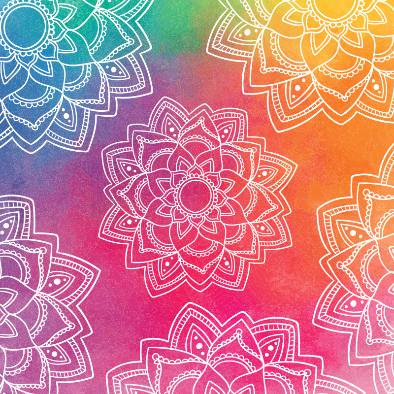 Tapete vinílico de mandala padrão vermelho colorido - TenStickers