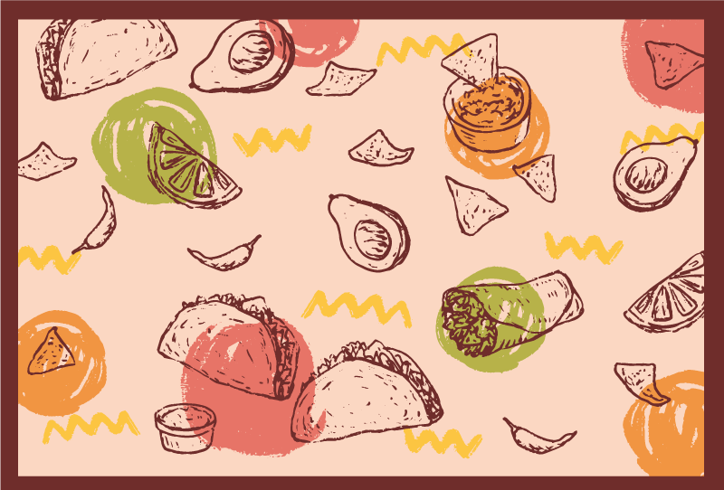 Bonito desenho animado taco piso de cozinha - TenStickers