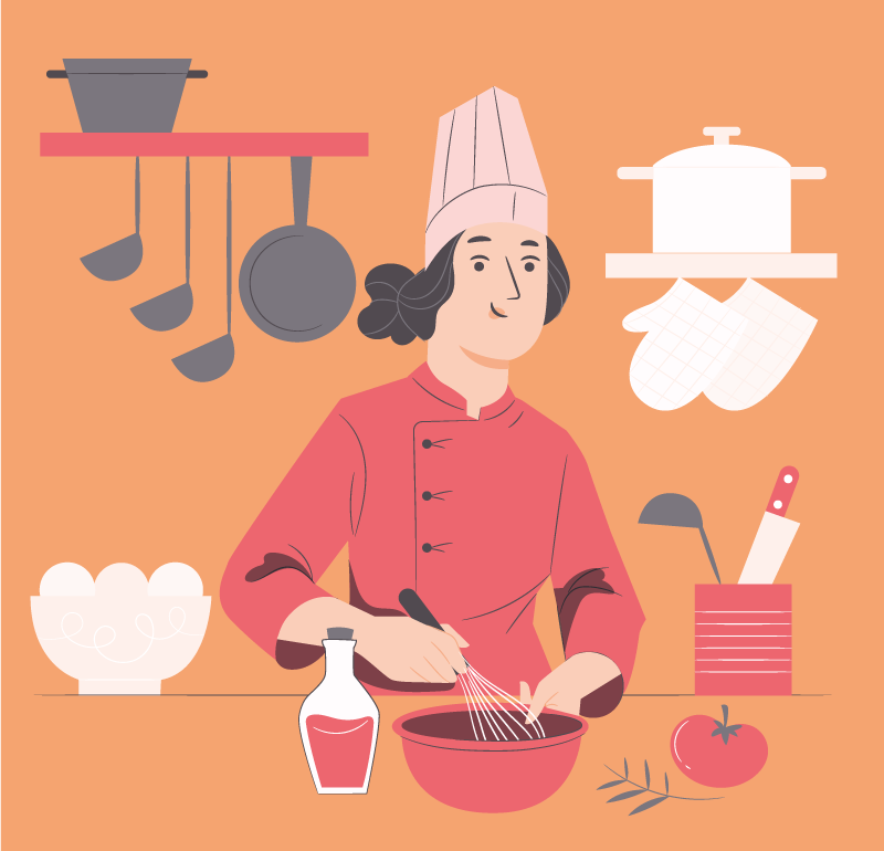 Tapete vinílico cozinha ilustração de chef - TenStickers