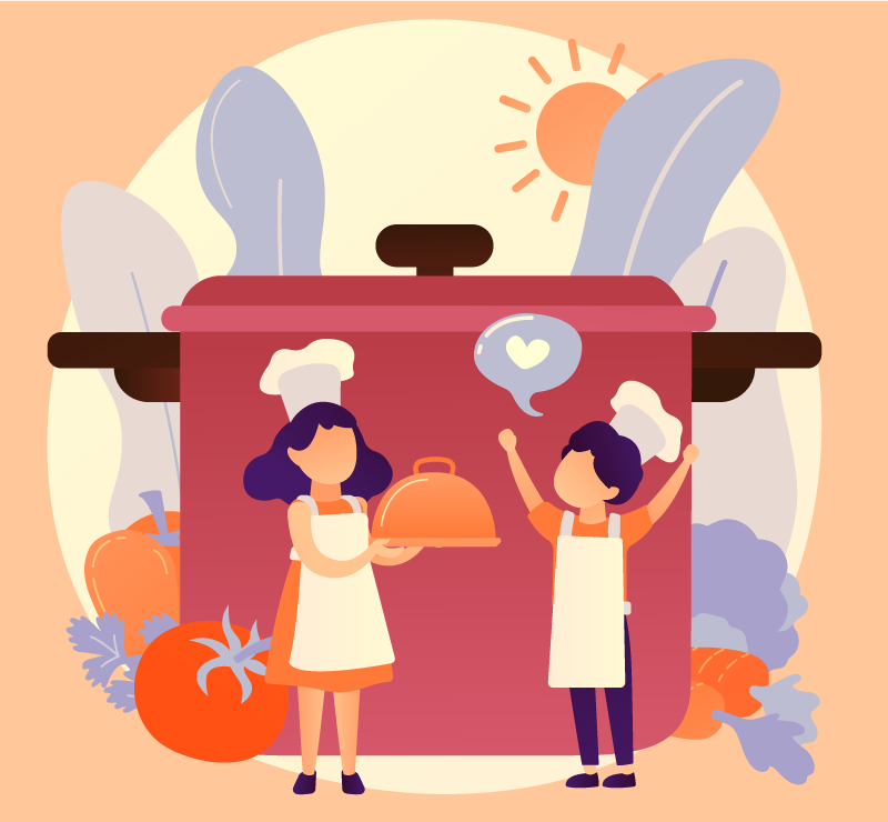 Tapete vinílico infantis personagens culinários - TenStickers