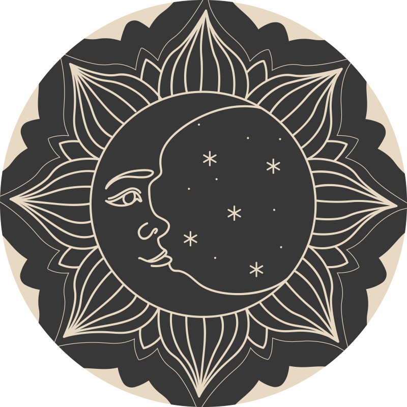 Tapete vinílico de mandala sol e lua - TenStickers