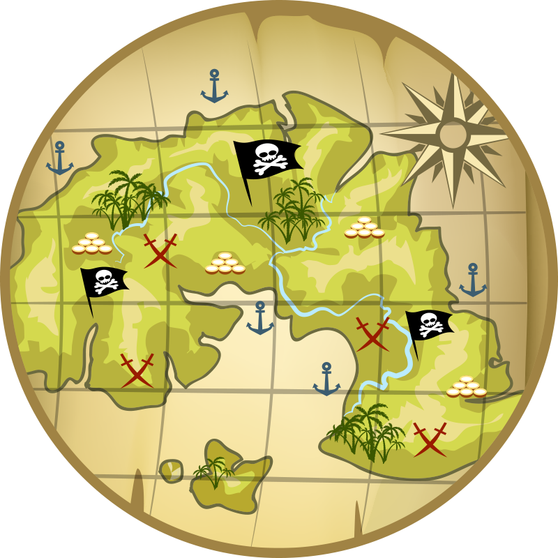 Mapa do tesouro pirata tapete de vinil infantil - TenStickers