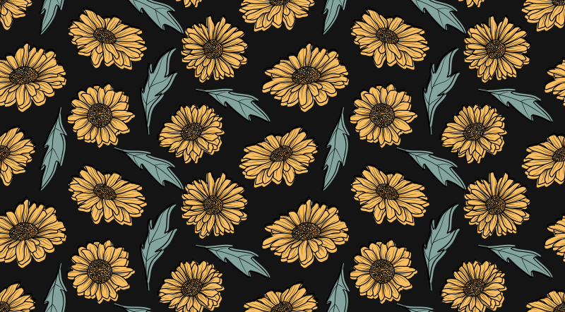 Tapete vinílico flores e plantas elegância do girassol - TenStickers