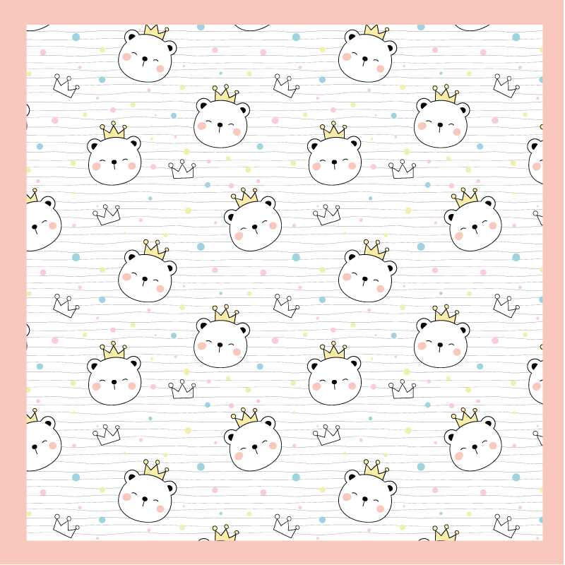 Tapete em vinil infantil personagens animais coroados - TenStickers