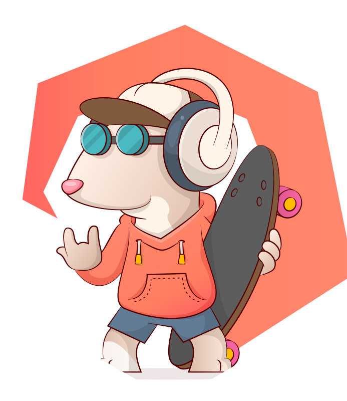 Tapete em vinil infantil ilustração de rato skatista - TenStickers