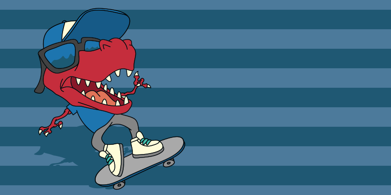 Tapete em vinil infantil dinossauro de skate - TenStickers