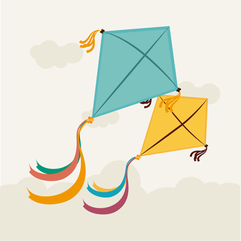 Tapete vinílico infantis ilustração de pipas voadoras - TenStickers