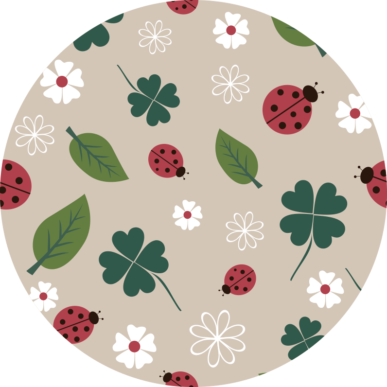 Folhas com tapete de vinil floral joaninha - TenStickers