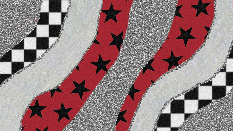 Tapete vinílico outras texturas ondas vermelhas estreladas - TenStickers