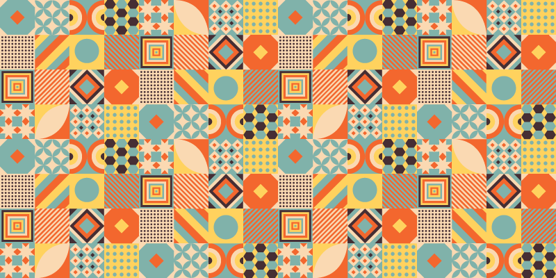 Tapete de vinil de cozinha com azulejos geométricos coloridos - TenStickers