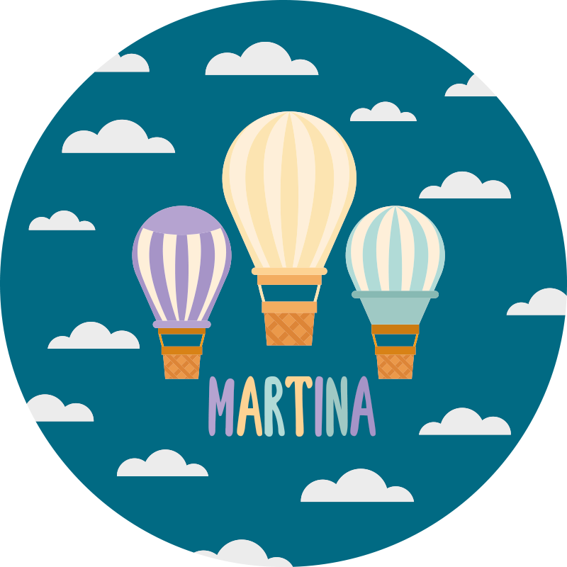 Tapete em vinil infantil balões de ar com nome - TenStickers