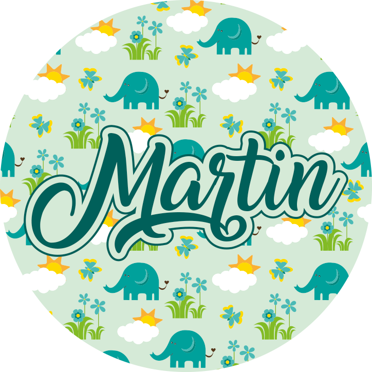 Elefante com nuvens e nome do tapete animal - TenStickers